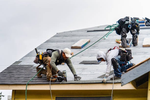 Professional Gutter Installation technician working in Auburndale, MA